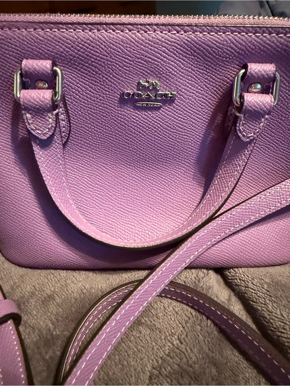 Coach Lavender Pebbled Leather Satchel - Lilac
